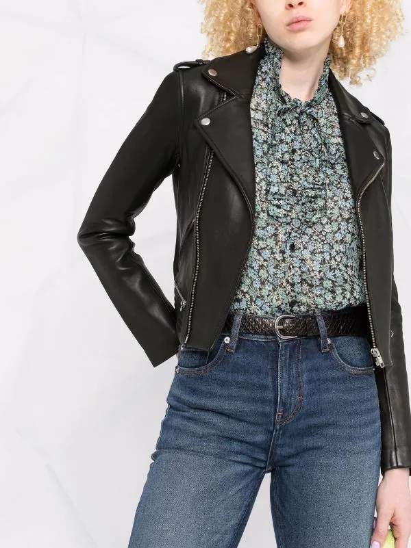 ( Positively Conscious ) Maje BLACK Bikerjacke Aus Leder Damen 7 ( Positively Conscious ) Maje BLACK Bikerjacke Aus Leder Damen - Image 5