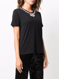 ( Positively Conscious ) Maje T-Shirt Mit Verziertem V-Ausschnitt BLACK -Maje Verkäufe 2024 17170390 34800979 600