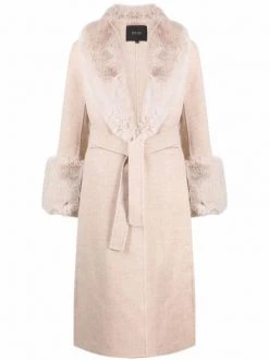 Maje 0101 ECRU Mantel Mit Bindegürtel Damen