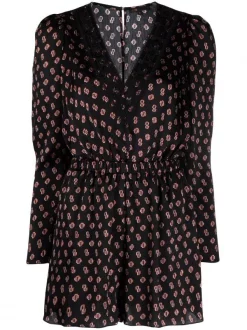 Maje Langärmeliger Playsuit Little Black M Monogramme