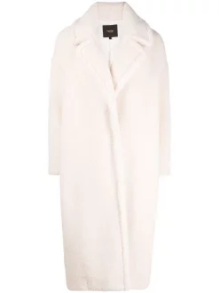 Maje Ecru Teddy-Mantel Im Oversized-Look Damen
