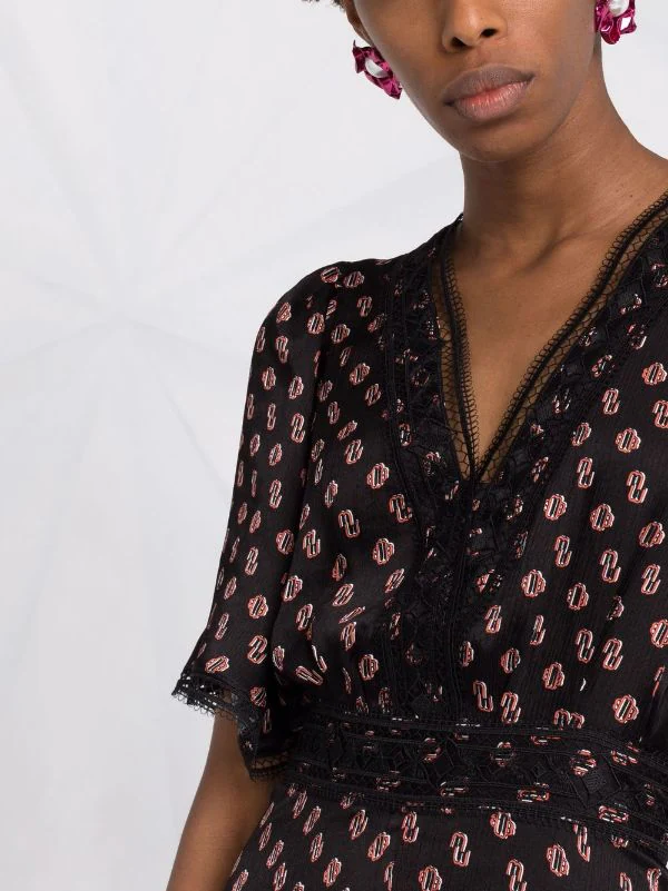 Maje Seidenkleid Mit Monogramm Damen 5 Maje Seidenkleid Mit Monogramm Damen - Image 3