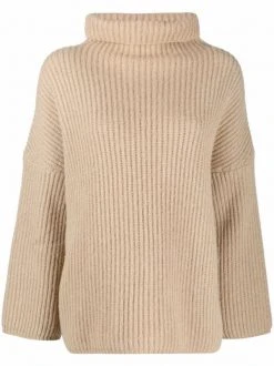 Maje Gerippter Rollkragenpullover CAMEL