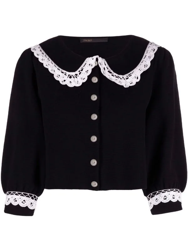 ( Neue Saison ) Maje Cardigan Mit Spitze Black 3 ( Neue Saison ) Maje Cardigan Mit Spitze Black