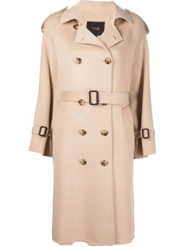 ( Neue Saison ) Maje Beige Trenchcoat Mit Gürtel Damen 3 ( Neue Saison ) Maje Beige Trenchcoat Mit Gürtel Damen