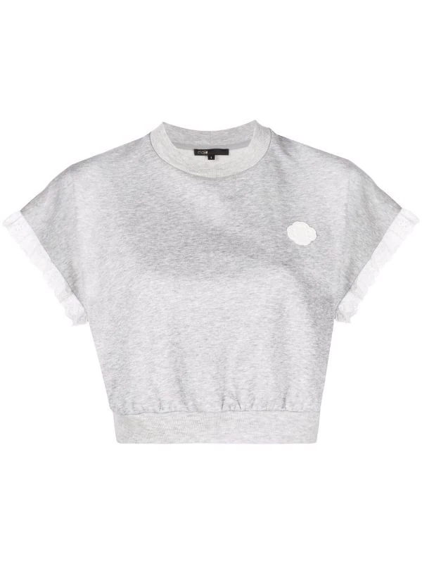 ( Neue Saison ) Maje Oberteil Mit Spitzenborten GREY 3 ( Neue Saison ) Maje Oberteil Mit Spitzenborten GREY