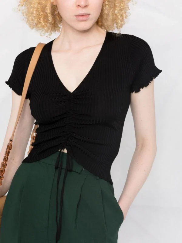 ( Neue Saison ) Maje Gerafftes T-Shirt 2517 BLACK 7 ( Neue Saison ) Maje Gerafftes T-Shirt 2517 BLACK - Image 5