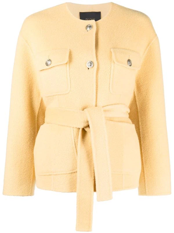 ( Neue Saison ) Maje Yellow Jacke Mit Gürtel Damen 3 ( Neue Saison ) Maje Yellow Jacke Mit Gürtel Damen