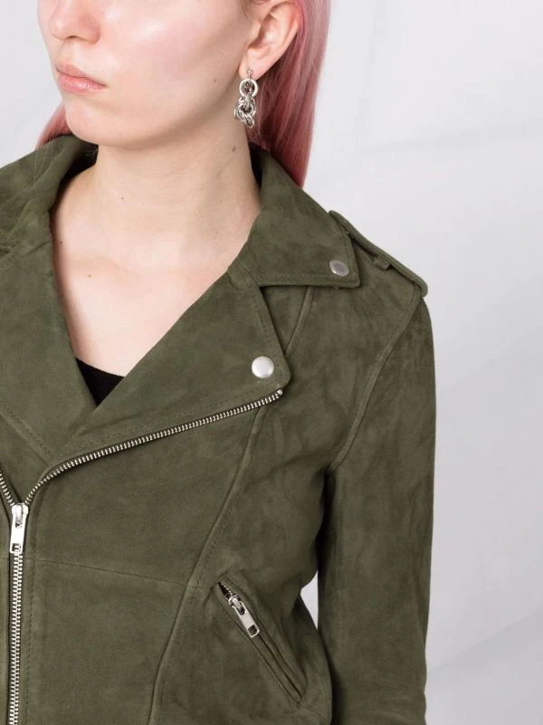 ( Neue Saison ) Maje Bikerjacke Aus Wildleder Khaki 5 ( Neue Saison ) Maje Bikerjacke Aus Wildleder Khaki - Image 3