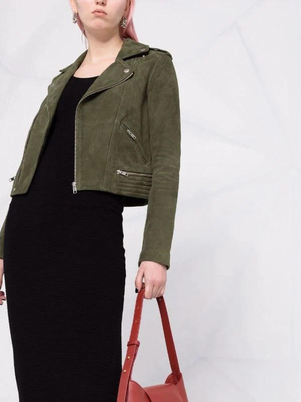 ( Neue Saison ) Maje Bikerjacke Aus Wildleder Khaki 7 ( Neue Saison ) Maje Bikerjacke Aus Wildleder Khaki - Image 5