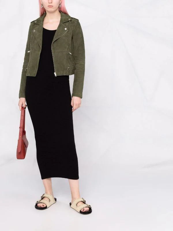 ( Neue Saison ) Maje Bikerjacke Aus Wildleder Khaki 4 ( Neue Saison ) Maje Bikerjacke Aus Wildleder Khaki - Image 2