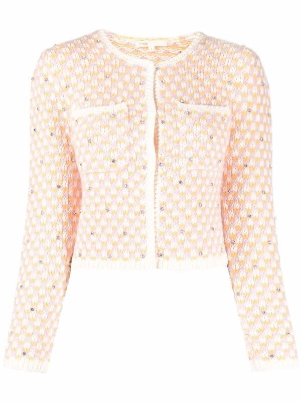 ( Neue Saison ) Maje Pink Karierter Cardigan Damen 3 ( Neue Saison ) Maje Pink Karierter Cardigan Damen