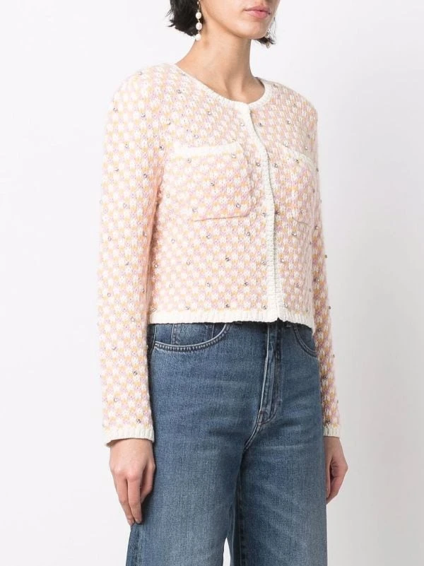 ( Neue Saison ) Maje Pink Karierter Cardigan Damen 5 ( Neue Saison ) Maje Pink Karierter Cardigan Damen - Image 3