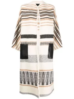 ( Neue Saison ) Maje Gestreifter Mantel Beige