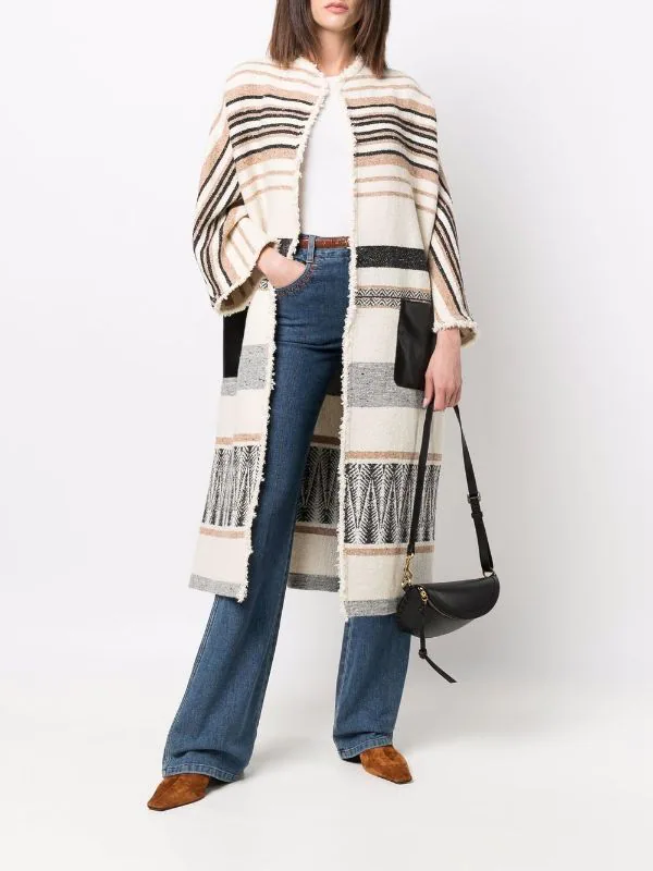 ( Neue Saison ) Maje Gestreifter Mantel Beige 4 ( Neue Saison ) Maje Gestreifter Mantel Beige - Image 2