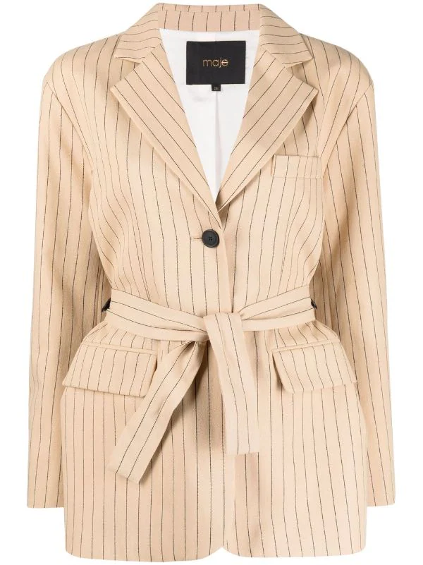 ( Neue Saison ) Maje Blazer Mit Nadelstreifen Beige 3 ( Neue Saison ) Maje Blazer Mit Nadelstreifen Beige