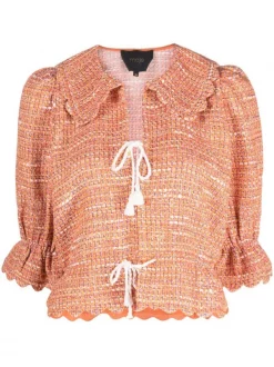 ( Neue Saison ) Maje Bouclé-Jacke Im Cropped-Design Damen