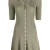 ( Neue Saison ) Maje 0020 KHAKI Geripptes Kleid Damen 2 ( Neue Saison ) Maje 0020 KHAKI Geripptes Kleid Damen -Maje Verkäufe 2024 17560020 36757381 600
