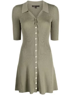 ( Neue Saison ) Maje 0020 KHAKI Geripptes Kleid Damen