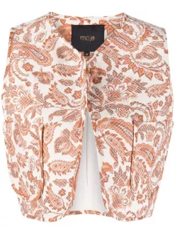 ( Neue Saison ) Maje Cropped-Weste Mit Paisley-Print Damen