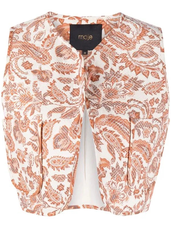 ( Neue Saison ) Maje Cropped-Weste Mit Paisley-Print Damen 3 ( Neue Saison ) Maje Cropped-Weste Mit Paisley-Print Damen