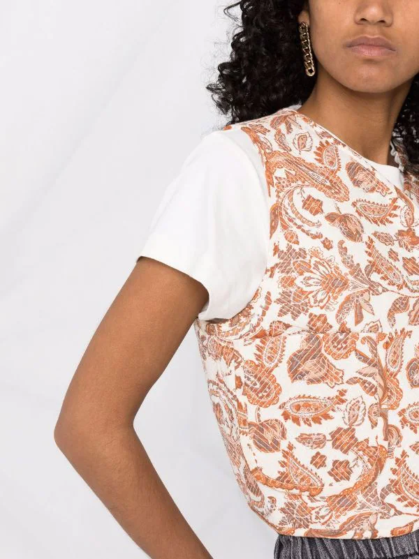 ( Neue Saison ) Maje Cropped-Weste Mit Paisley-Print Damen 7 ( Neue Saison ) Maje Cropped-Weste Mit Paisley-Print Damen - Image 5