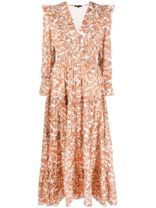 ( Neue Saison ) Maje Kleid Mit Paisley-Print 0152 Orange 3 ( Neue Saison ) Maje Kleid Mit Paisley-Print 0152 Orange