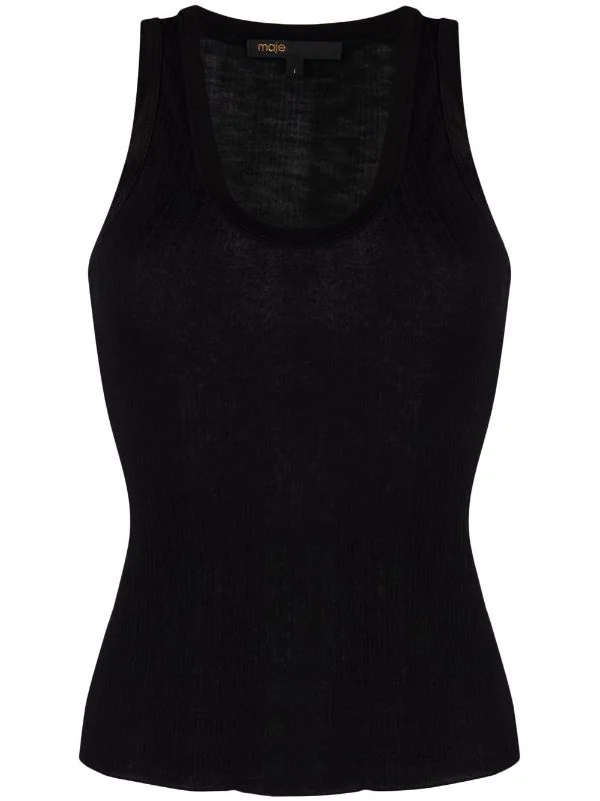 ( Neue Saison ) Maje Black Tanktop Aus Geripptem Strick Damen 3 ( Neue Saison ) Maje Black Tanktop Aus Geripptem Strick Damen