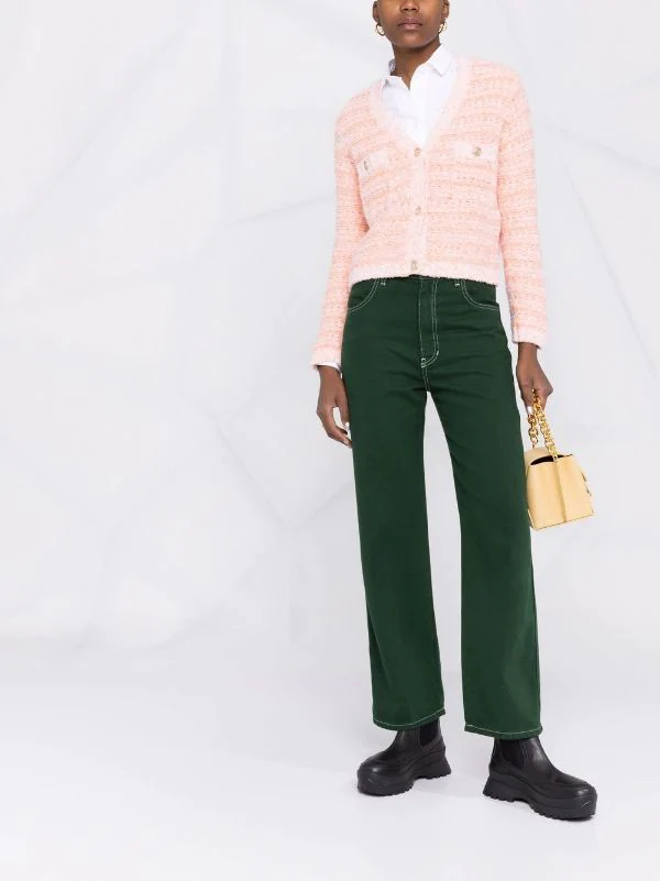 ( Neue Saison ) Maje 0152 Orange Cardigan Mit V-Ausschnitt Damen 4 ( Neue Saison ) Maje 0152 Orange Cardigan Mit V-Ausschnitt Damen - Image 2