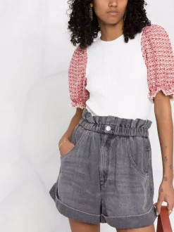 ( Exklusiv ) Maje 0101 ECRU Gestricktes T-Shirt Damen -Maje Verkäufe 2024 17560100 36921704 600