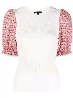 Maje Verkäufe 2024 44 ( Exklusiv ) Maje 0101 ECRU Gestricktes T-Shirt Damen