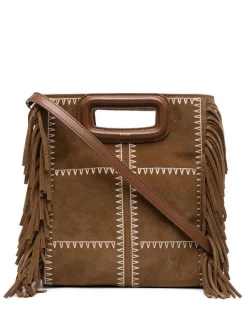 ( Neue Saison ) Maje Handtasche Aus Wildleder TOBACCO