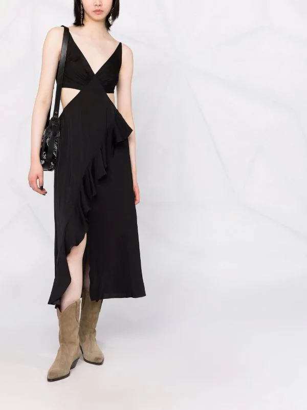 ( Neue Saison ) Maje Midikleid Mit Rüschen Black 4 ( Neue Saison ) Maje Midikleid Mit Rüschen Black - Image 2