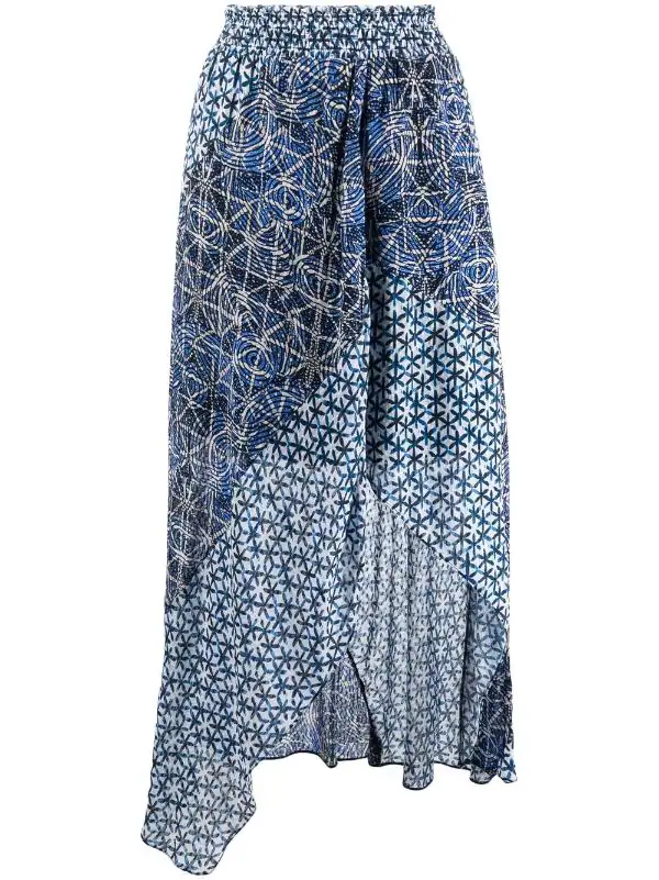 ( Neue Saison ) Maje Midirock Mit Abstraktem Muster INDIGO 3 ( Neue Saison ) Maje Midirock Mit Abstraktem Muster INDIGO