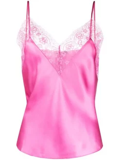 ( Neue Saison ) Maje Camisole-Seidentop Mit Spitzenbesatz CANDY PINK