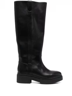 ( Permanente Kollektion ) Maje Black Flache Lederstiefel Damen