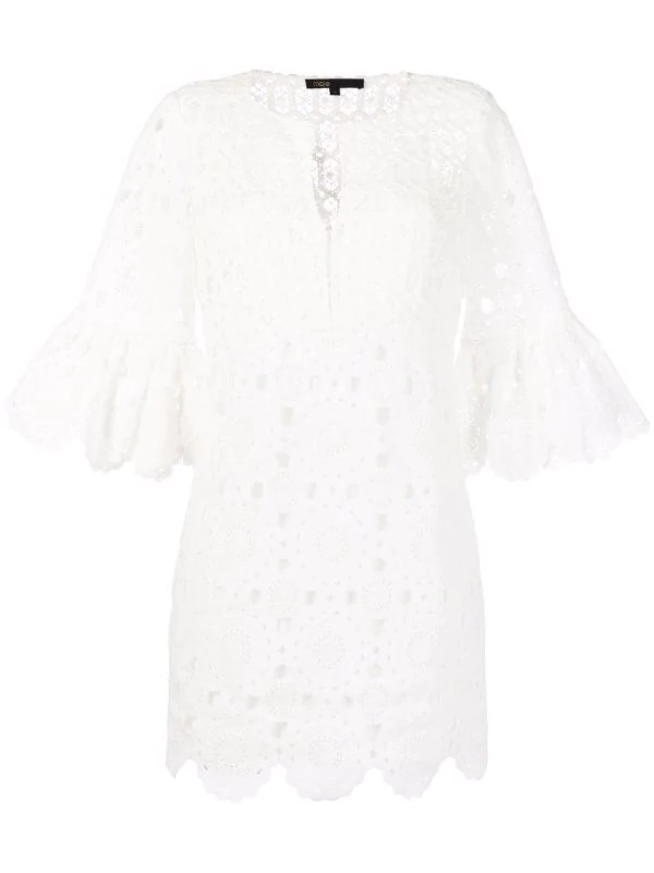 ( Neue Saison ) Maje White Gehäkeltes Kleid Damen 3 ( Neue Saison ) Maje White Gehäkeltes Kleid Damen