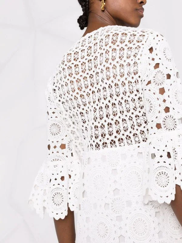 ( Neue Saison ) Maje White Gehäkeltes Kleid Damen 7 ( Neue Saison ) Maje White Gehäkeltes Kleid Damen - Image 5