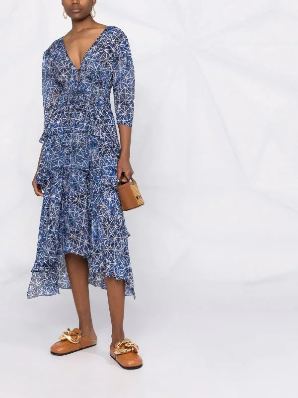 ( Neue Saison ) Maje Kleid Mit Geometrischem Muster INDIGO 4 ( Neue Saison ) Maje Kleid Mit Geometrischem Muster INDIGO - Image 2