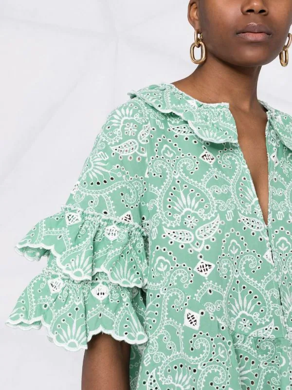 ( Neue Saison ) Maje Minikleid Mit Paisleymuster H017 LIGHT GREEN 5 ( Neue Saison ) Maje Minikleid Mit Paisleymuster H017 LIGHT GREEN - Image 3