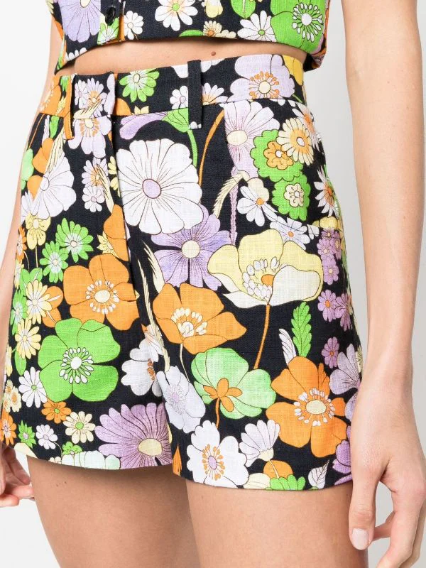 ( Neue Saison ) Maje B034 Flower Power NOIR High-Waist-Shorts Mit Blumen-Print Damen 7 ( Neue Saison ) Maje B034 Flower Power NOIR High-Waist-Shorts Mit Blumen-Print Damen - Image 5