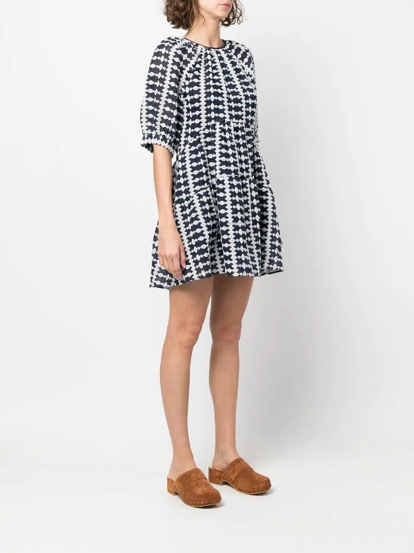 ( Neue Saison ) Maje Kleid Mit Geometrischem Muster D009 NAVY / ECRU 5 ( Neue Saison ) Maje Kleid Mit Geometrischem Muster D009 NAVY / ECRU - Image 3