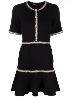 ( Neue Saison ) Maje Verziertes Minikleid Black