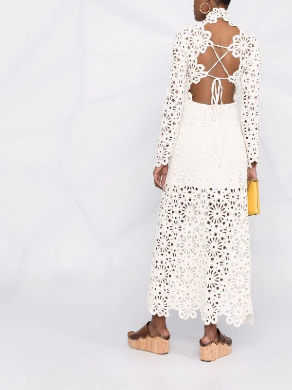 Maje Kleid Mit Lochstickerei Ecru 8 Maje Kleid Mit Lochstickerei Ecru - Image 6