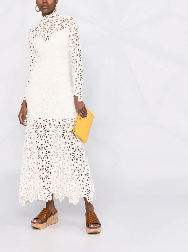 Maje Kleid Mit Lochstickerei Ecru 4 Maje Kleid Mit Lochstickerei Ecru - Image 2