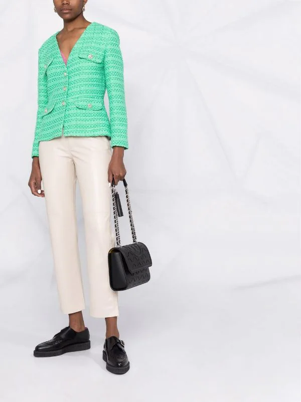 ( Neue Saison ) Maje Green Tweed-Jacke Damen 4 ( Neue Saison ) Maje Green Tweed-Jacke Damen - Image 2