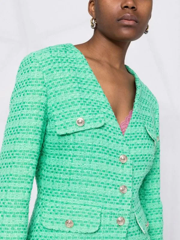 ( Neue Saison ) Maje Green Tweed-Jacke Damen 5 ( Neue Saison ) Maje Green Tweed-Jacke Damen - Image 3