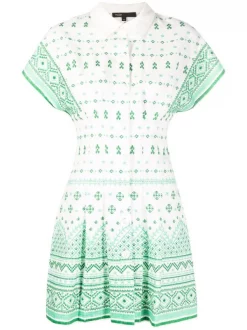 ( Neue Saison ) Maje Ecru / Green Besticktes Kleid Damen