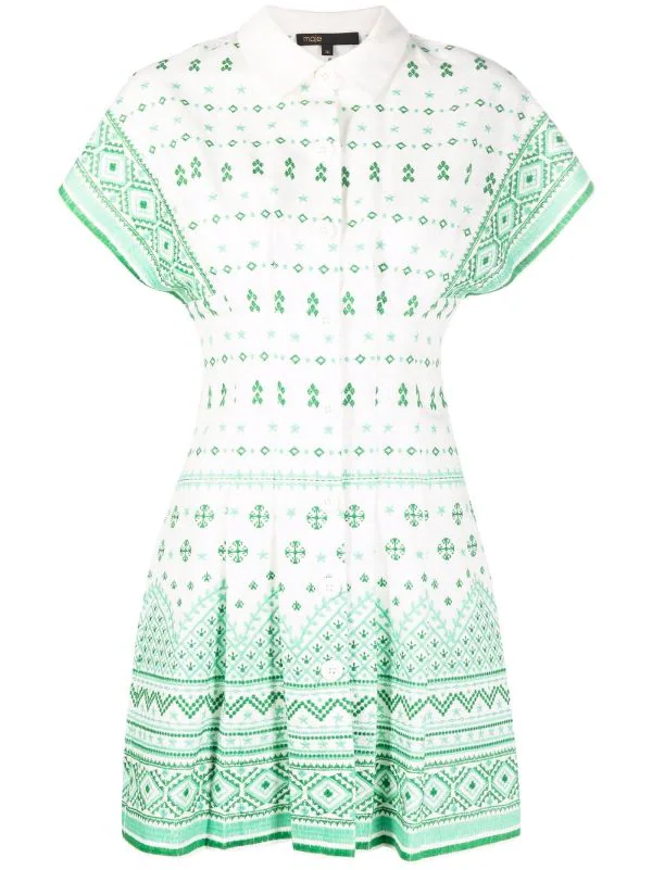 ( Neue Saison ) Maje Ecru / Green Besticktes Kleid Damen 3 ( Neue Saison ) Maje Ecru / Green Besticktes Kleid Damen