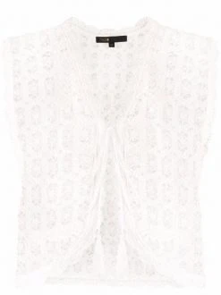 ( Neue Saison ) Maje White Gehäkelte Weste Damen